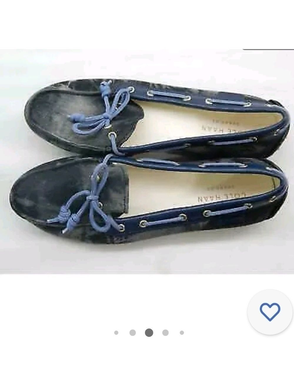 Cole Haan boat shoes flats slip-on navy black denim white tie dye Sz: 6 coastal